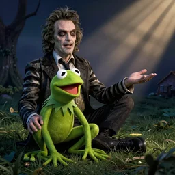 Tim Burton's Beetlejuice starring kermit the frog