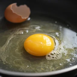 macro shot of eggs cooking on a pan, 8k