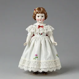 a beautiful antique porcelain doll wearing lace painted by Edmund Blair Leighton and Charlie Bowater