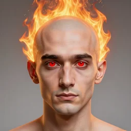 abdulov, with a old face, brightly red eyes, halo of fire around the head, in icon style, 8 k, high quality - n 9