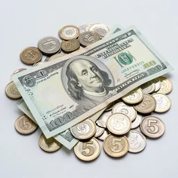 a pile of money, 5 0's