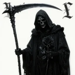 poster style, a beautiful and terrifying painting with high details of grim reaper scythe and black rose kodachrome 2 d 3 d ray tracing global illumination insanely detailed and intricate, hypermaximalist, elegant, ornate, movie atmosphere, movie lights, 8 k, light effect, rtx on, trending on artstation, by kilian eng, lee madgwick, bastien lecouffe - deharme