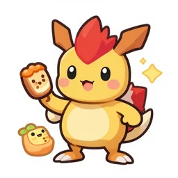 cute miss mascot machoc machoc machop food sticker art, cronobreaker, beeple game icon