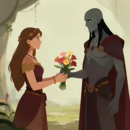 ares giving flowers to hades, digital art