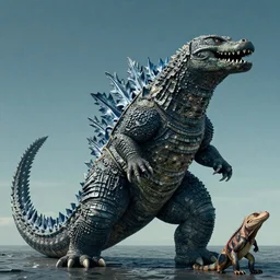 the head of Godzilla, kaiju, sea creature, crocodile, iguana by carlos huante