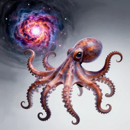 A cosmic octopus swimming past a beautiful supernova of vivid colors and explosions, award-winning render, octane render, ray trace