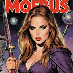 Cara Delevingne as badass space wizard in retro science fiction cover by Moebius, vintage 1960 print, detailed, trending on artstation, close up