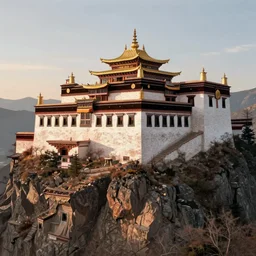 Shangri-la at dawn, a Tibetan monastery at the edge of the cliff, powerfull, intricate, elegant, volumetric lighting, digital painting, highly detailed, artstation, sharp focus, illustration, concept art, ruan jia, steve mccurry