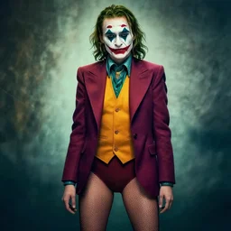 an intricate photograph of margot robbie as the joker with pantyhose, 8 k, by greg rutkowski, artgerm, global illumination