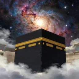 kabah surrounded by nebula clouds style of masamune shirow