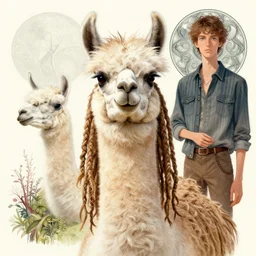 llama with dreadlocks, by mandy jurgens, ernst haeckel, james jean. in the style of aqua