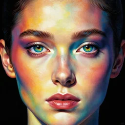 close up sci - fi poster noel fielding eyes, rainbow skin, intricate, elegant, highly detailed, centered, digital painting, concept art, smooth, sharp focus, illustration, artgerm, tomasz alen kopera, peter mohrbacher, donato giancola, joseph christian leyendecker, wlop, frank frazetta