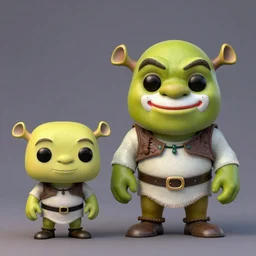 3D render vinyl Funko Pop Shrek figures with clown makeup, realism, 8K, RTX