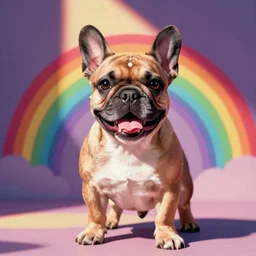 rainbow excited smiling french bulldog puppy. pop art.