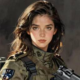 M4 Sopmod ii girls frontline, without gun, cinematic portrait, ilustration by Takehiko Inoue