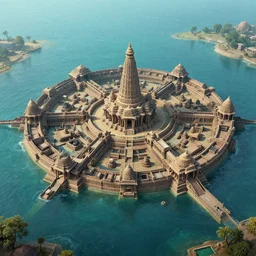 city in ancient india, underwater city, highly detailed, dwarka