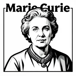marie curie coloring book page, black and white