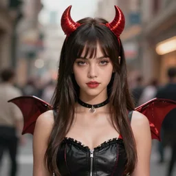 jessica alba as a devil girl teen, octane render, anime, trending on artstation, unreal engine, volumetric lighting, concept art, ig model, pinterest,