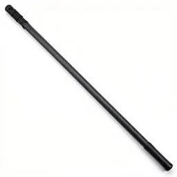 picture of a single long black modern ninja staff in carbon, single long stick, white background