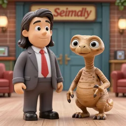 ALF and E.T. on the set of Seinfeld, highly detailed, octane render