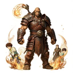 orc barbarian wearing leather armor, full body shot, exquisite details, earth magic, mid view, design on a white background, by karl kopinski, james gurney, rockwell, studio muti, greg rutkowski, makoto shinkai, takashi takeuchi, studio ghibli