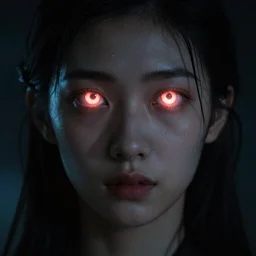 human with glowing eyes