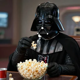 darth vader eating popcorn while watching friends