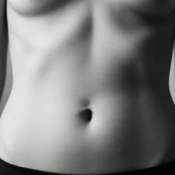 front view of female navel closeup grayscale