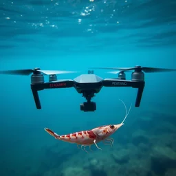 underwater drone catching a shrimp