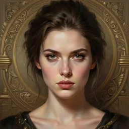 portrait of a woman in heightened detail, poised, intense emotion, detailed facial expression, detailed surroundings, intricate, elegant, highly detailed, centered, digital painting, artstation, concept art, smooth, sharp focus, illustration, by ( greg rutkowski ), wlop