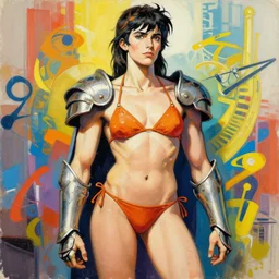 greg manchess painting of tracer wearing a bikini knight armor, medium shot, organic painting, sunny day, bold shapes, hard edges, street art, trending on artstation, by huang guangjian and gil elvgren and sachin teng and artgerm and greg rutkowski and alphonse mucha