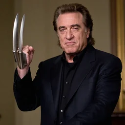 danny devito as logan showing his adamantium claws in the movie logan