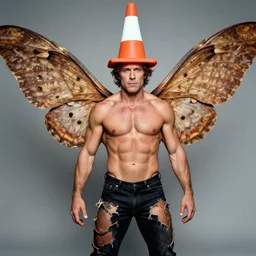 ripped physique winged man Norm MacDonald disguised as a mothra whilst wearing a traffic cone hat brian k. vaughan vanesa r. del ray