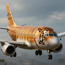 an aeroplane painted with tiger stripes, artstation, an epic fantasy, cinematic lighting, hyper realistic, photographic, sharp focus, by greg rutkowski and wolp