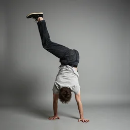 the twisted and backwards man who walks on his hands.