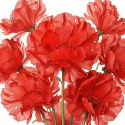 beautiful red flower that stands out from the cluster of flowers, illustration, by akihito yoshida