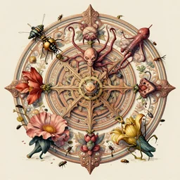 the platonic ideal of flowers, rotting, insects and praying of cletus kasady carnage davinci dementor chtulu mandala howl's moving castle dinotopia bioshock the witcher, fantasy, ego death, decay, dmt, psilocybin, concept art by randy vargas and greg rutkowski and ruan jia and alphonse mucha