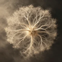 a stunning transition of dust evolving into complex neural networks. award - winning masterpiece
