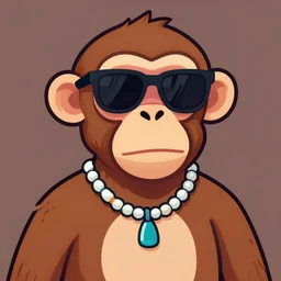 a monkey wearing sunglasses and a necklace, a character portrait by alex petruk ape, behance, funk art, behance hd, 2 d game art, flat shading
