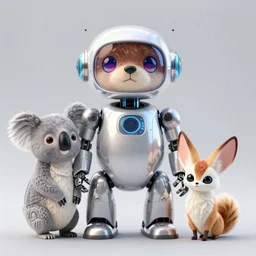 studio photo of a futuristic cute pet robot, by artgerm and greg rutkowski and marc newson and zaha hadid and alphonse mucha, robotic otter koala fennec mix, kindchenschema, side view, volumetric light, detailed, octane render - t