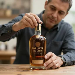 a man supervising the unsealing an important bottle of spirits