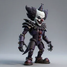 a 3d sculpt of a dark fantasy  side view of an evil circus clown animatronic circus mascot, tim burton, world of warcraft, league of legends