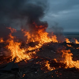 landscape of hell, fire, tilt shift