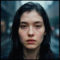 cinestill selfie with iphone by vivian maier,, pouring rain menacing lights shadows, 8 k, hd, high resolution, 3 5 mm, f / 3 2, ultra realistic faces, ex machina