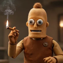 film still of bender holding a lit cigar in the new scifi movie, 4 k