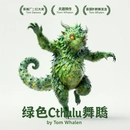 a movie poster for the film (green Cthulhu dancing) by Tom Whalen, highly detailed, award winning creature portrait, fantasy, artstation