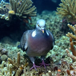 angry pigeon in underwater tropical reef