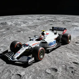a F1 sports car on the moon, award winning photography