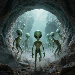 Aliens coming out of a wormhole, 4k, photorealistic
