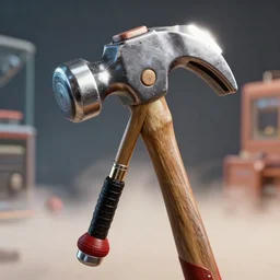 promotional photograph of an atompunk hammer (1955), retrofuture